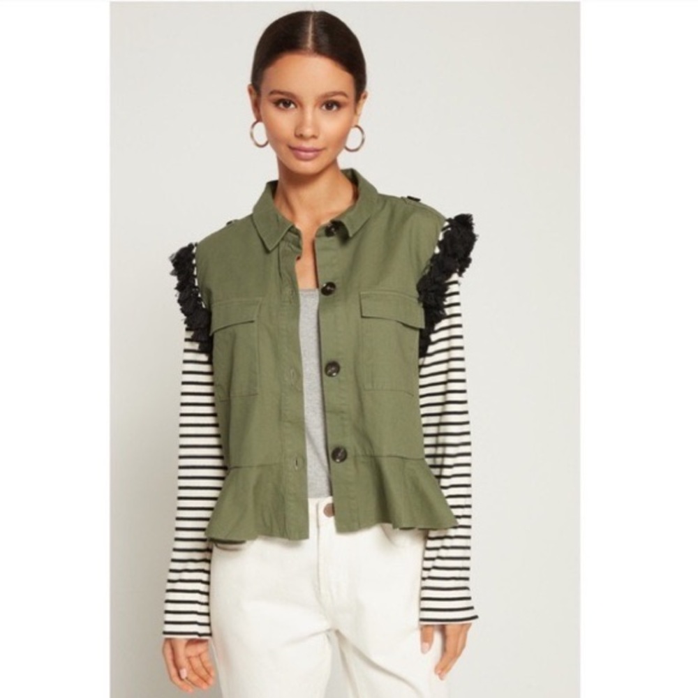 English Factory Peplum Tassel Green Jacket